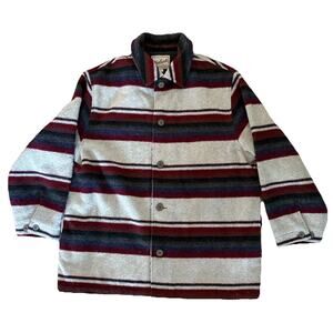 VTG Woolrich Blanket Jacket Coat Striped Insulated MADE IN MEXICO Wool Blend XL